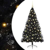 vidaXL Dirbtinis prieššventinis eglutė su šviesomis Juoda 210 cm PVC