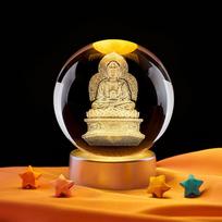 Amitabha Buddha 3D Engraved Crystal Ball Night Light for Dreamy Sleep