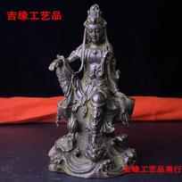 Antique Alloy Buddha Statue Collection Free Guanyin Home Desktop Decorative Crafts Decoration Sitting Style Avalokitesvara gray