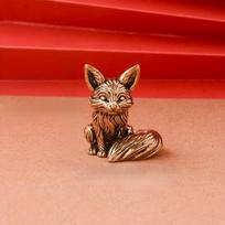 1 vnt. Vintažinė žalvarinė lapės figūrėlė - Elegantiškas stalo papuošalas biurui, solidžios varinės arbatos augintinio amatas 1pc red