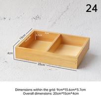 Wooden Storage Box Serving Tray Multi Compartments Divided Food Serving Plate for Home Restaurants Sushi Hot Pot Snack Dishes beige