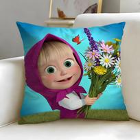 classic cartoon Masha and the Bear Cushion Cover Soft & Easy-Wash Pillow Case – Versatile for Couch, Bed, Travel and Office 40cmx40cm