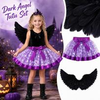 Girls Halloween Black Feather Dress Costume Two-Piece Set 110 black
