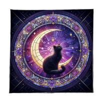 Tarots Tablecloth Altars Cloth Moon Cat Pattern Astrology Tablecloth Divinations Card Cloth Tapestry Wall Decoration A60 gray