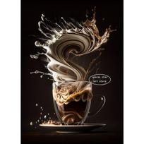 Vintažinis rankomis maltos kavos paveikslas ant drobės „Latte Planet“ plakato atspaudai, barai, virtuvė, kavinė, sienų menas, paveikslas, namai, restoranas, dekoras 50cm×70cm NoFrame