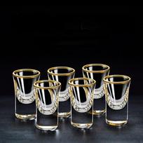 6 vnt. auksinės folijos spalvos spiritinių gėrimų puodeliai buitinis kūrybingas mažas vyno puodelis stiklinis puodelis su paauksuotu kraštu vyno dozatorius Baijiu puodelis didmeninė prekyba puodeliais 15ml