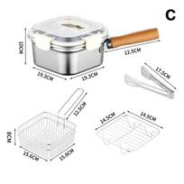 Deep Fryer Pot Stainless Steel Frying Pan Oil Saving Square Deep Frying Pan With Basket And Handle Versatile Deep Fryer With Lid C