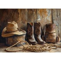 Vakarų Kaubojus Vintažinis Rustic Still Life Karvė Arklys Plakatai ir Spaudiniai Drobės Spaudinys Sienos Menas Paveikslas Svetainės Dekoravimui 21cm×30cm NoFrame black