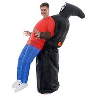 Helovino pripučiamas kostiumas vakarėliui apsirengti animacinis lėlės juokingas kostiumas Cosplay mirties vaiduoklio apkabinimas S:130-150CM black
