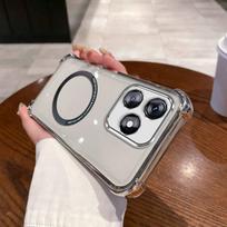 Case for TECNO SPARK 10 4G,10C Clear Magnetic Casing Electroplated Lens Frame Phone Cover SPARK 10C gray