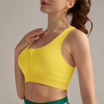 Women's High-Impact Front Zip Sports Bra with Removable Padding Large brown