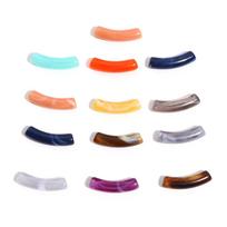 50PCs Curved Tube Acrylic Beads Multicolor Loose Spacer Beads for DIY Making Bracelets Necklace Fashion Jewelry Beads 3.2x 0.8cm white