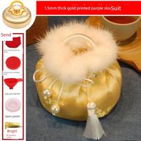 Copper Kettle, Pure Copper Hot Water Bottle, Thickened Traditional Style Water-Filled Hot Water Bag, Massage Kettle, Back Warming, Massage, Retro 1.5mm, 20CM violetinė/auksas