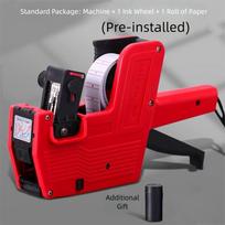 1 Roll Labels + 1 Ink Digital Tag Printer MX-5500 8 Digits Display Handheld Labeler Supermarket Office Price Label Printer raudona