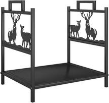 Outsunny Krosnelis, 42,5 x 33,5 x 43 cm, Laikiklis malkoms, skirtas židiniams, krosnims, metalinis, juodas