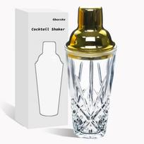 Glass Cocktail Shaker Kit, 14.5 Ounce Martini Mocktail Making Set with Leakproof Metallic Steel Lid & Strainer for Home Use auksas