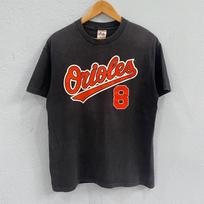 Vintage 90s Majestic Cal Ripken Jr Baltimore Orioles T-Shirt - MLB Iron Man Number 8 Graphic Tee - Retro Faded Black Shirt Size L S gray
