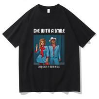 Lady Gaga & Bruno Mars  Die With A Smile  Graphic T-Shirt, Unisex Vintage Style Cotton Tee, Fan Collaboration Merch Top XL žalia