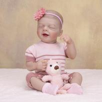 Full Silicone Vinyl Reborn Baby Doll 48 cm 3D Skin with Visible Veins Lifelike Newborn Girl Dolls Christmas Gifts 18 inch beige