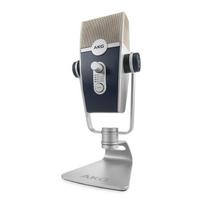 AKG Lyra C44 USB Condenser Microphone + Blucoil Pop Filter, Windscreen & 3-FT USB 2.0 Type-A Extension Cable (Silver/Black)