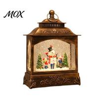 Warm Light Bedside Lamp Christmas Snow Globes with LED Light, Up Sphere Indoor Night Lantern, Battery/USB Powered Swirling Glitter Decorations C beige