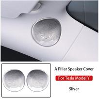 Skirta Tesla Model Y 20-24 Automobilio garso garsiakalbio dangtelis Interjero apdailos lipdukas Durų garsiakalbio dangtelis Po sėdyne esančios oro išleidimo angos apdaila Sliver A Pillar2 gray