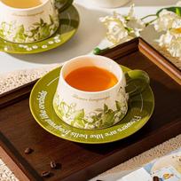 Lily of the Valley Ceramic Coffee Cup & Saucer Gift Set yellow