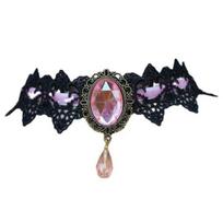Women Lace Beads Choker Victorian Steampunk Style Gothic Collar Necklace Gift One Size black