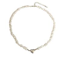 IF ME Elegantiški perlų magnetiniai karoliai Paprasti Choker širdies karoliai moterims Madingi aksesuarai white