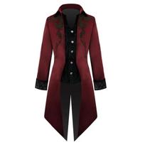 Gotikinis Steampunk Vintažinis Viduramžių Vampyro Juodas Raudonas Paltai Vyriškas Cosplay Kostiumas Rūmų Stiliaus Dvariškių Frakas Rudeniui ir Žiemai XXXL raudona