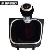 For Volkswagen VW Golf 5 6 MK5 MK6 R32 GTI 04-09 Manual 5 6 Speed Gear Shift Knob Lever HandBall Red Suede Leather Gaiter Boot 5 Speed-Black black
