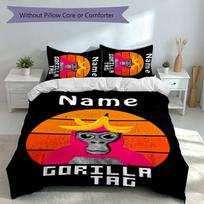 3pcs Custom Name Gorilla Tag Set,Includes 1 Duvet Cover and 2 Pillowcases,All-season Bedroom Decor 140cmx210cm black