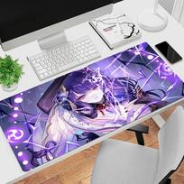 Anime Raiden Shogun Mouse Pad Large Gaming Desk Mat NonSlip Laptop Keyboard Tray Office Pc Genshin Impact Kawaii Black 800x300x2mm blue