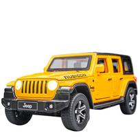 1/32 Džipai Wrangler Rubicon Transporto priemonės modelis Automobilio žaislas Aukštas modeliavimas Garsas ir šviesa Off-road Lydinio kolekcija Automobilio žaislas Vaikams geltona
