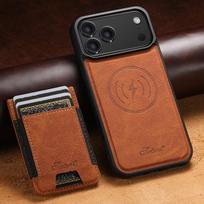 Magnetinis Belaidžio Įkrovimo Kortelių Laikiklis Telefonui Dėklas iPhone 18 Pro Max 17 Pro 16 Plus 15 14 13 12 Prabangus Karvės Odos Dangtelis iPhone 16e brown