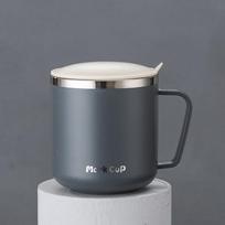 400 ml dvigubos sienelės kavos puodelis su dangteliu, nerūdijančio plieno, nešiojamas, izoliuotas, nepralaidus termosinis puodelis, skirtas biurui, namams, pienui, sultims, gėrimams 400ml seladonas