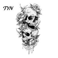 Easy Peel And Stick Decals Halloween Double Skull Rose Wall Sticker, PVC Waterproof Decals, Indoor Outdoor Horror Theme Decor Art Decor, Removable 1pc gray