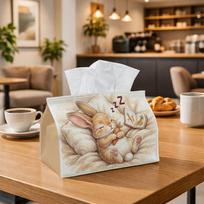 1pc Cute Watercolor Aesthetic Tissue Box, Bunny Sleep Illustration Perfect for Outdoor Gatherings, Daily Desktop Use, And Suitable for Bedrooms, Livin One Size white