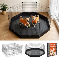 VEVOR Dog Playpen 61 cm 8 Panels Heavy Duty Exercise Pen with Bottom Pad, Indoor Foldable Metal Pet Fence with Door, Puppy Crate Kennel 162 x 162 x 61.7 cm