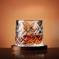 1PC Tumbler Whiskey Glass with Base Crystal Whiskey Glasses Rotating Spinning Wine Brandy Glass Cup Drinkware for Bar 280ml deimantas