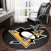 Pittsburgh Penguins Logo,NHL Hockey Team Chair mat Round Rug-Office carpet, Machine Washable, Non-slip, Suitable for Living Rooms, Bedrooms, 120cm by 120cm