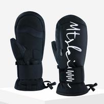 Built-in removable wrist guards, ski gloves, men's and women's snowboards, waterproof, cold-proof, warm, shock-absorbing, touch-screen ski gloves S (recommended for girls with small hands) black
