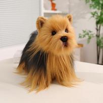High Quality Handmade Beagle&Yorkie Plush Toys Cuddly Fluffy Standing Pose Lifelike Pet Dog Doll Pretty Desktop Decor Nice Gift black