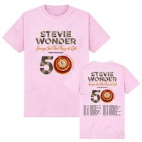 Stevie Wonder dainos „The Key of Life“ 50-mečio turo marškinėliai Medvilniniai minkšti Unisex Streetwear Trumpomis rankovėmis Moterims Vyrams T-shirt M rožinė