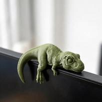 Cute Sleeping T-Rex Monitor Topper, 3D Printed Lazy Dinosaur Figurine, Funny Jurassic Dino Decor for Desk, Shelf & Monitor gray