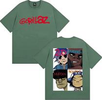 Gorillaz Band Face Arts Graphic Tshirts Unisex Women Clothing Retro Cartoon Short Sleeve T Shirts Fashion Casual Oversized Tshirt 4XL gray