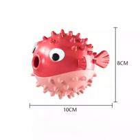 Cute Pufferfish Shape Dog Chew Toy Bite Resistant Squeaky Molar Toy red