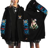 One Piece Zoro Chopper Shoulder Duo Zip Hoodie One Piece Sleeve Prints Zoro Seated Santoryu with Chopper on Shoulder Cute Duo Anime Fan Zip‑Up XXS juoda