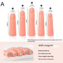 5Pcs Nail Art Silicone Practice Finger Set Magnetic/Non-Magnetic Nail Extension Training, Nail Tips Design Practice Tool A beige