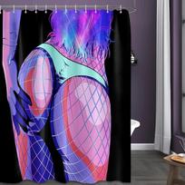 Sexy Shower Curtains for Adults, Anime Hot Girls Butt Pattern, Trippy Nude Women Ass Bathroom Curtain Set, Decorative Waterproof 90x180CM blue